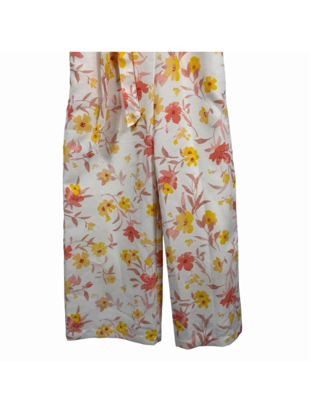 Gb Girls Floral Jumpsuit Yellow Pink Wide Leg Comfy Summer Travel Kids Size 10